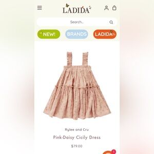 NWOT Rylee & Cru Girls' Pink Floral daisy Tiered Sundress